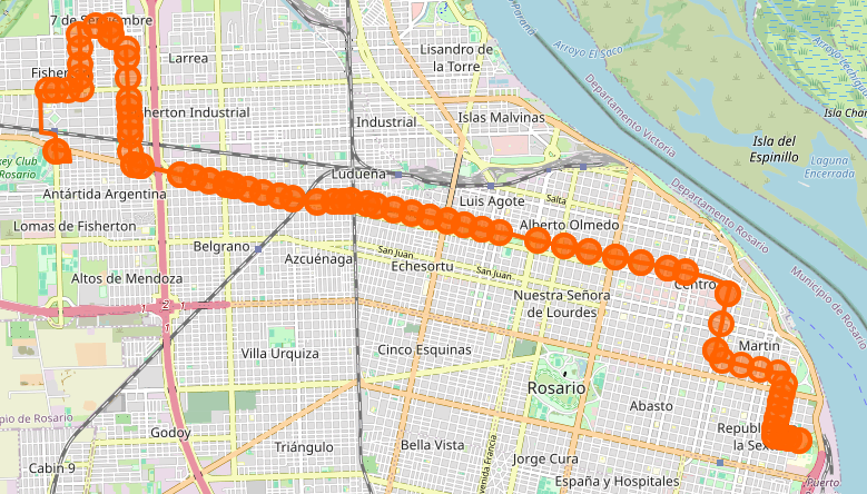 Recorrido del 115 Rosario
