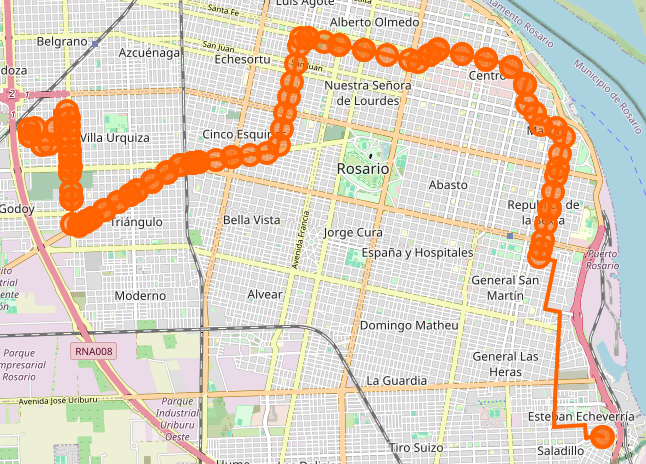 Recorrido del 122 Rojo Rosario