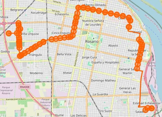 Recorrido del 122 Rojo Rosario