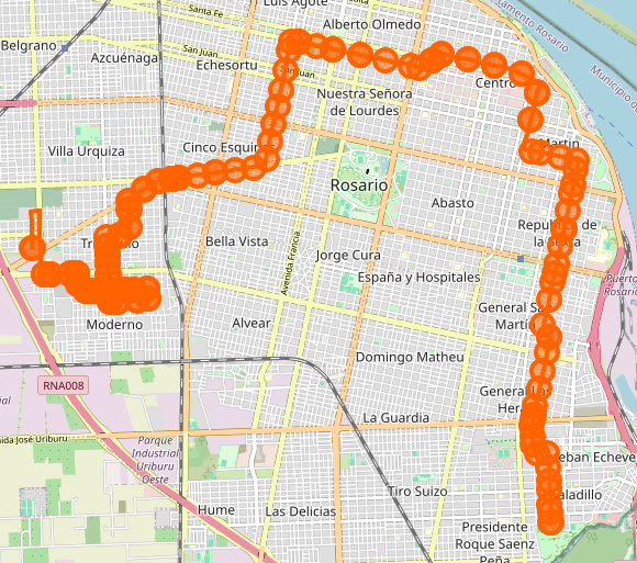 Recorrido del 122 Verde Rosario