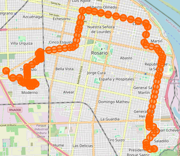 Recorrido del 122 Verde Rosario