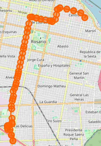 Recorrido del 127 Rosario