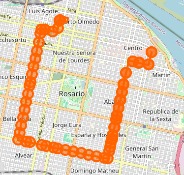 Recorrido del 128 Rojo Rosario