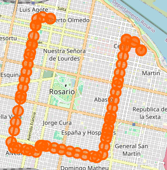 Recorrido del 128 Rojo Rosario