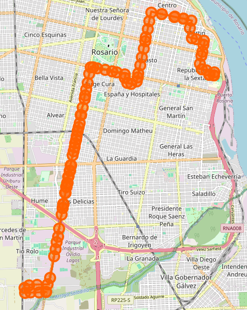 Recorrido del 131 Rosario