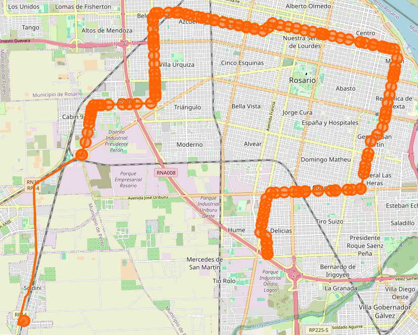 Recorrido del 145 133 Soldini Rosario