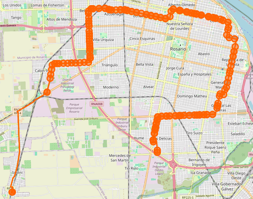 Recorrido del 145 133 Soldini Rosario