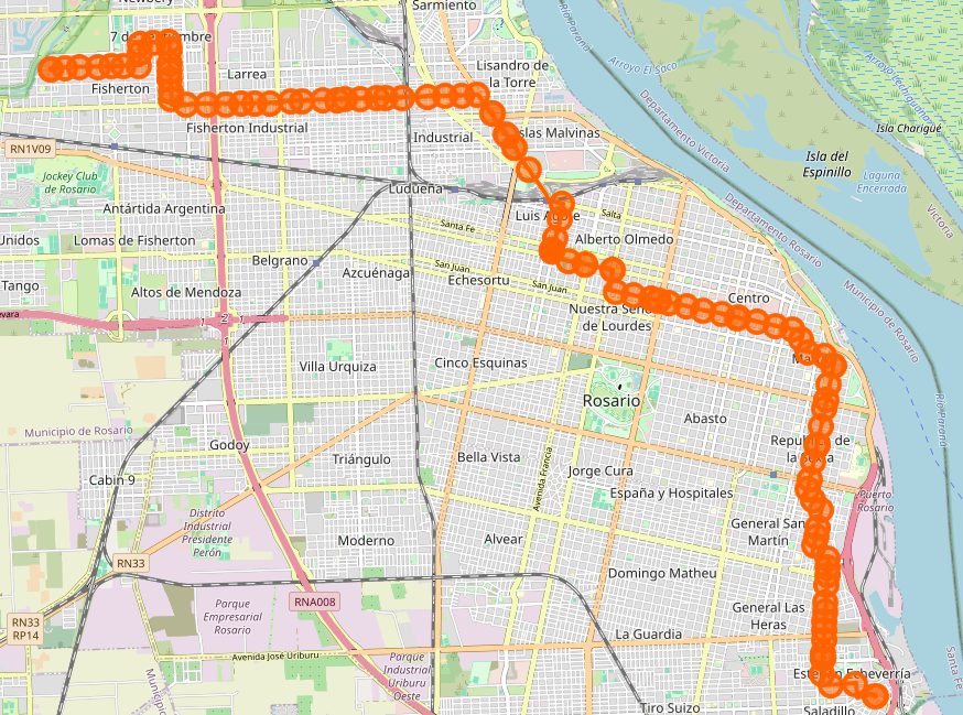Recorrido del 146 Negro Rosario