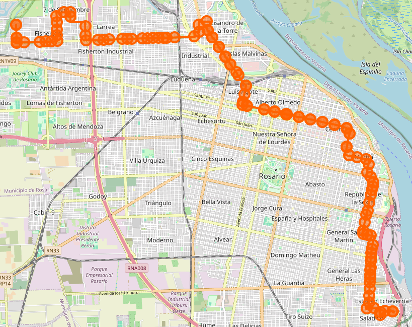 Recorrido del 146 Negro Rosario