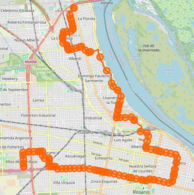 Recorrido del 153 Rojo Rosario