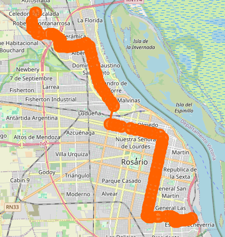 Recorrido del 107 Negro Rosario