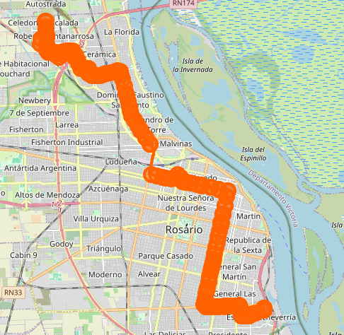 Recorrido del 107 Negro Rosario