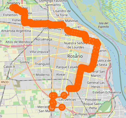 Recorrido del 112 Rojo Rosario
